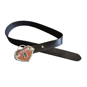 Cowgirl Western Belt TAKEN Heart Big Buckle Leather Size Medium